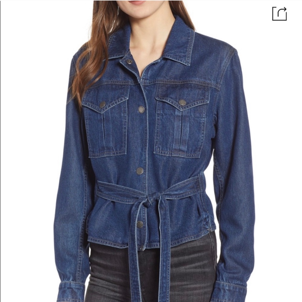 HUDSON Top, Jean Denim Tie L/S Sz S NWT